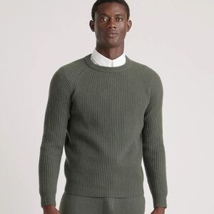 Quince Mongolian Cashmere Ribbed Crewneck Sweater | Moss | Large | Men’s